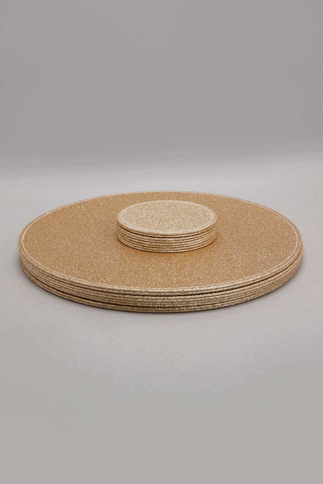 Gold Round Glittery Placemat Set (8 Piece)