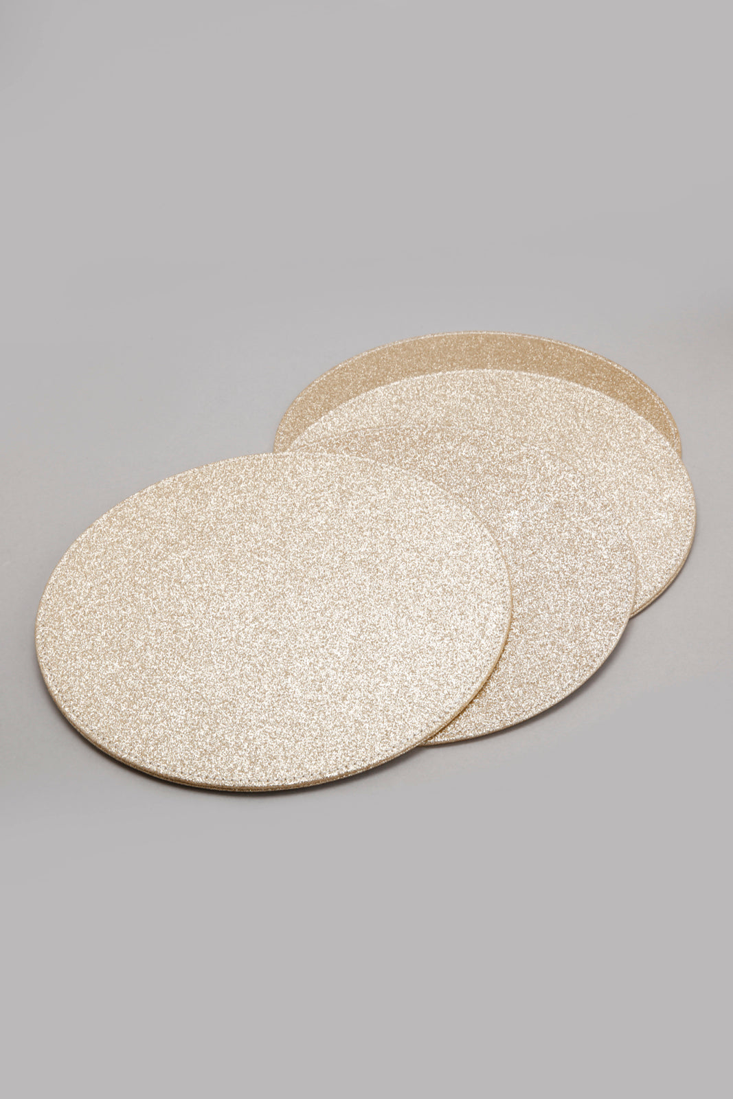 Gold Round Glittery Placemat Set (8 Piece)