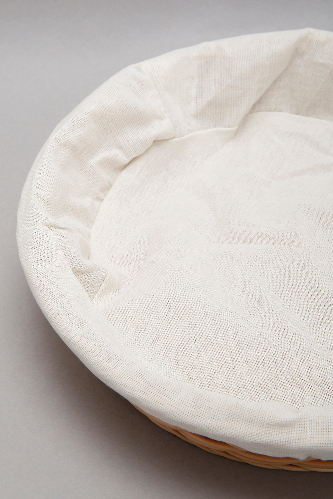 Beige Round Woven Basket With Cloth