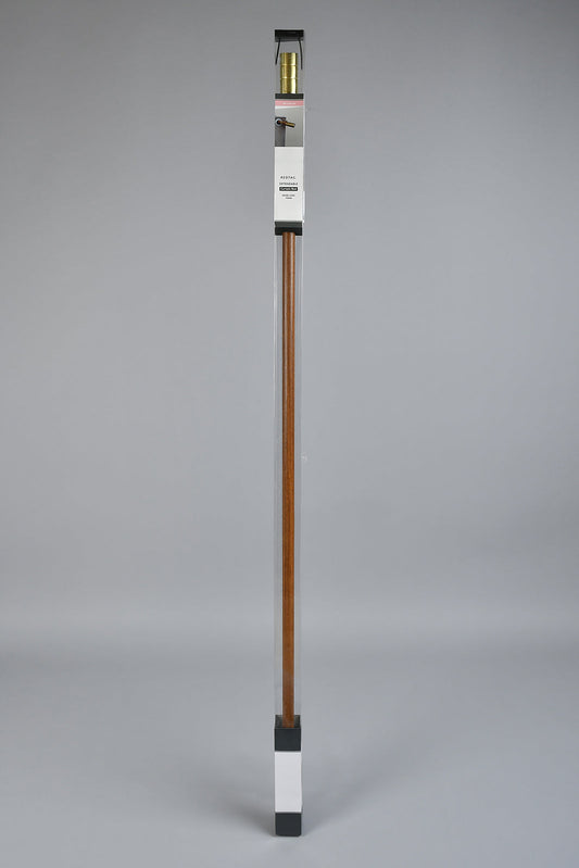Brown Wooden Finish Extendable Single Curtain Rod With Cylindrical Finial