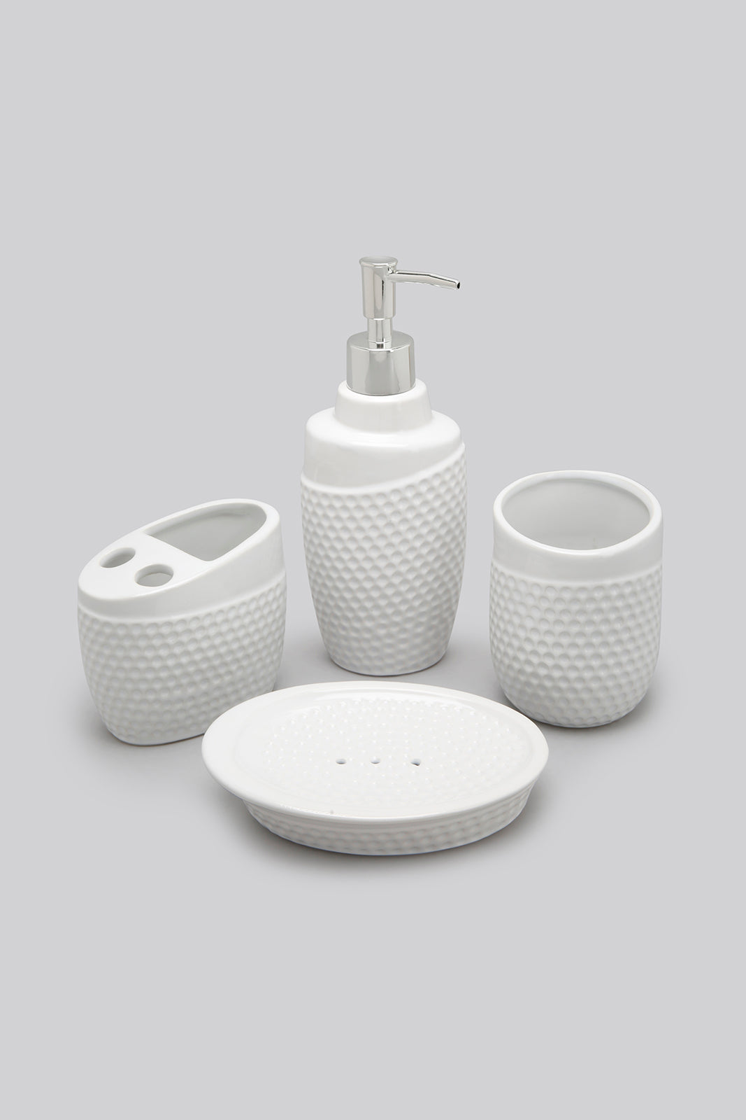 White Bath Accessories Set (4 Pieces)