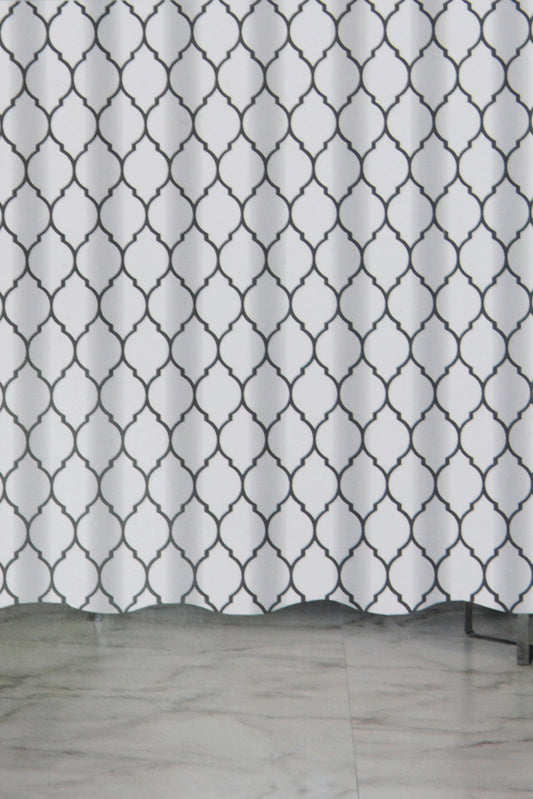 White Geometric Shower Curtain