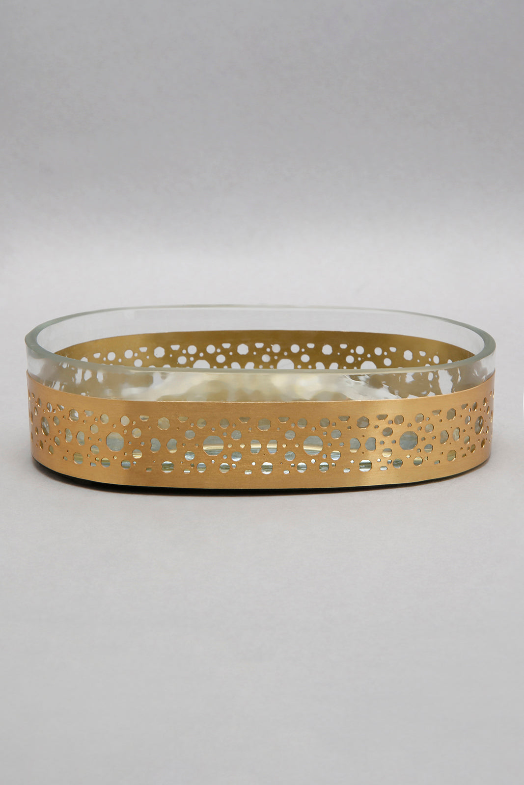 Gold Cut Metal Glass Soap Dish