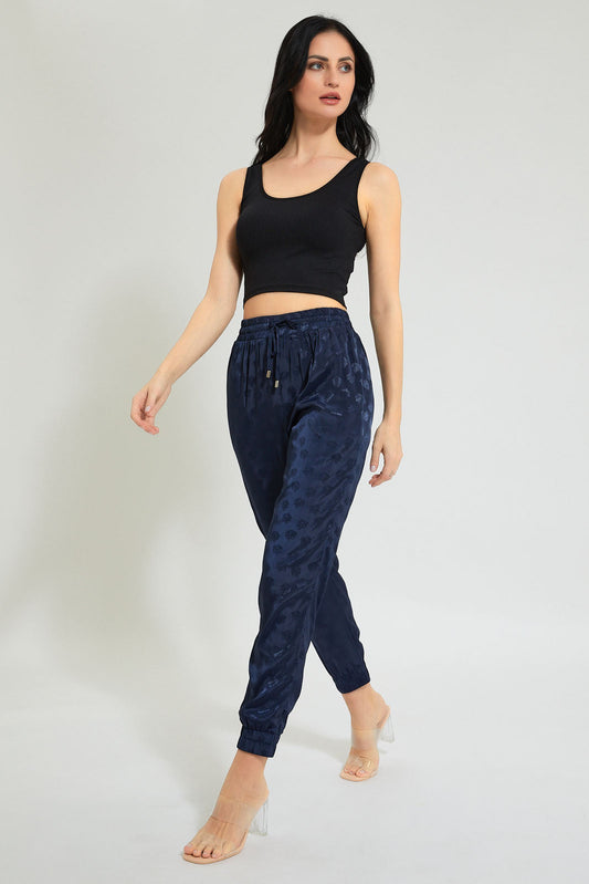 Navy Jacquard Jogger