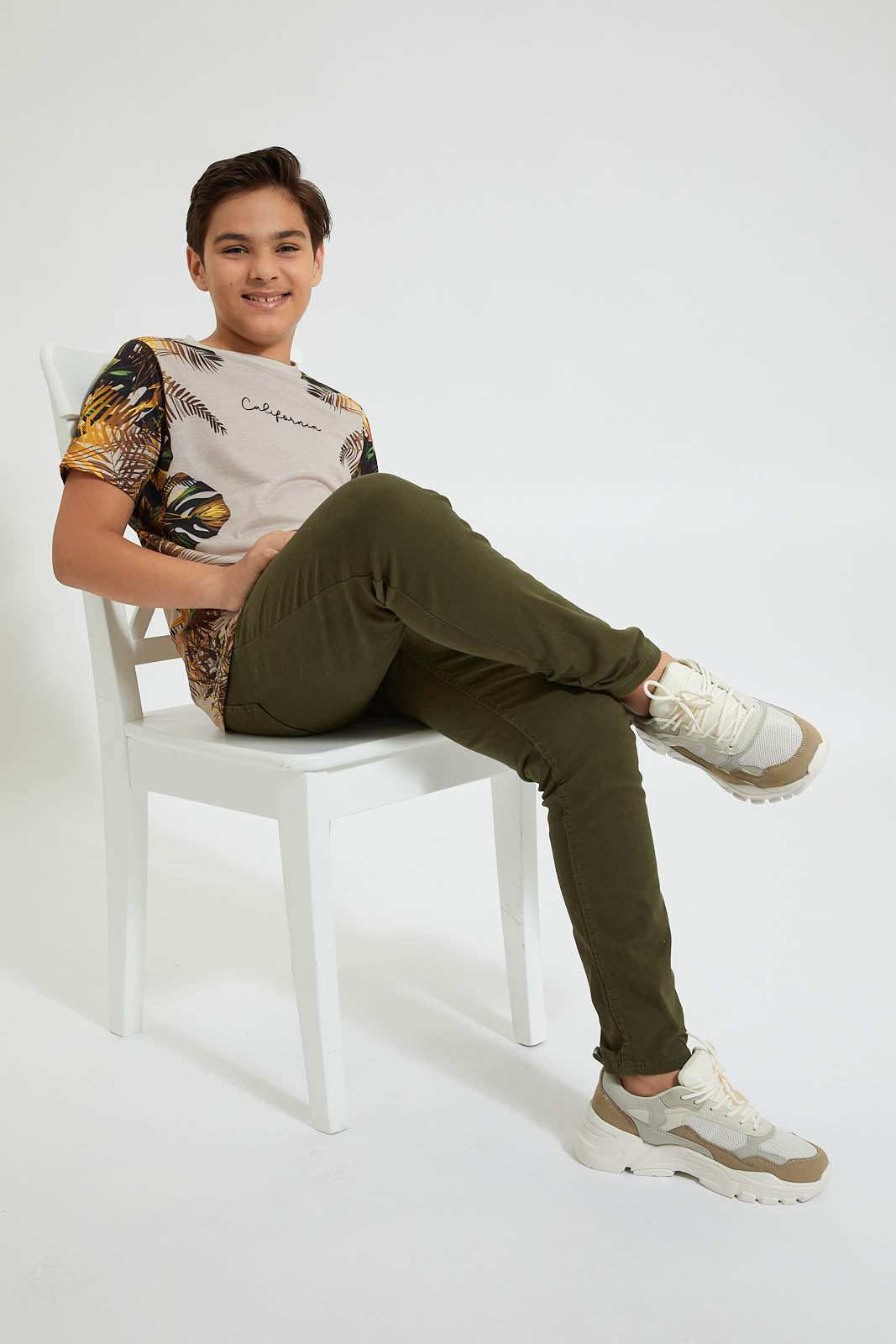 Olive Pull On Trouser