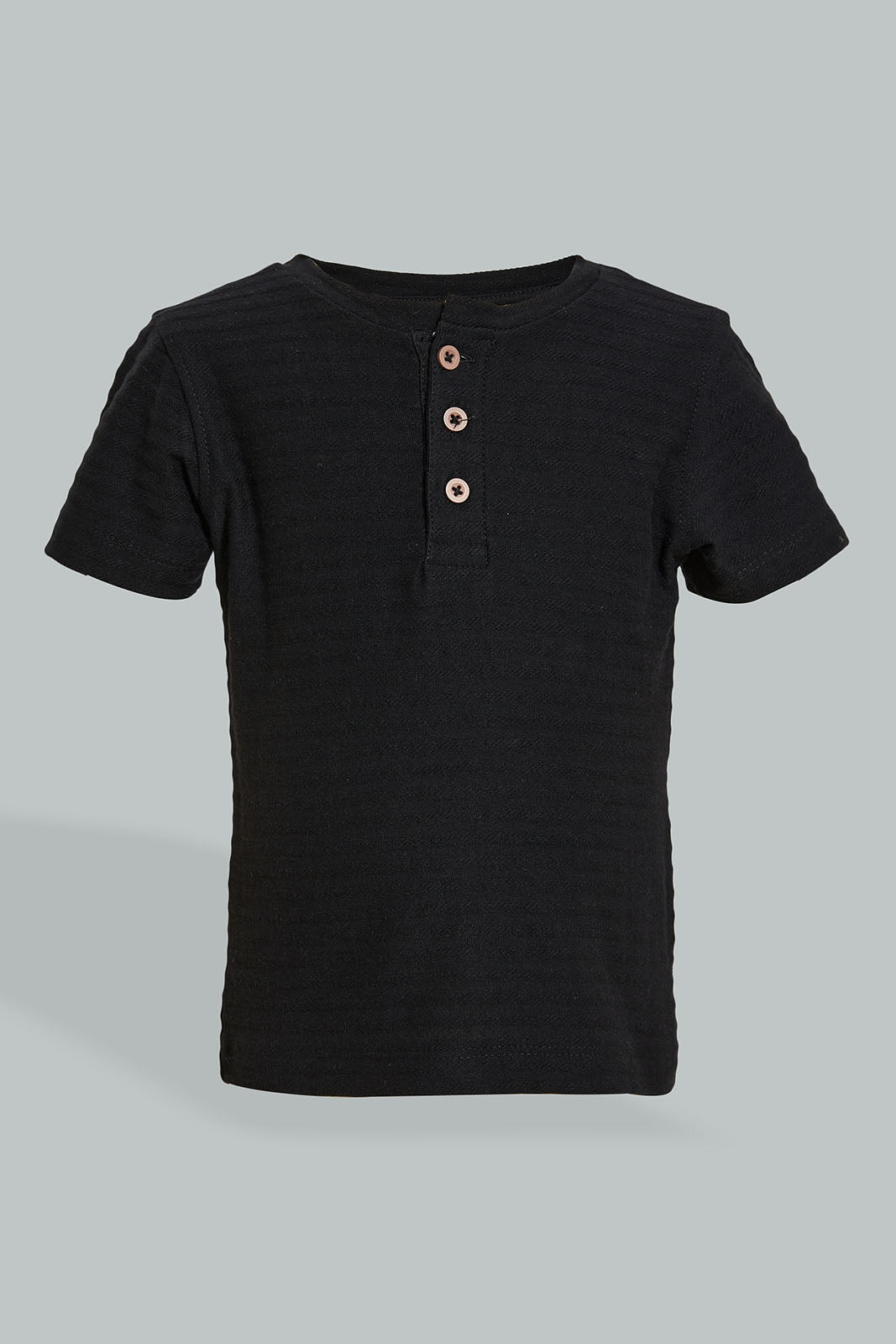 Black Jacquard Henley Tshirt