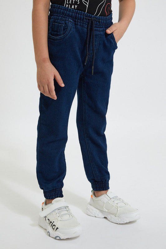 Dark Wash Elasticated Waist Jogger Jean