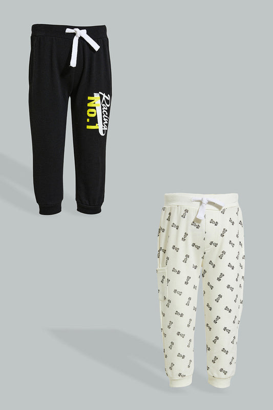 Black/Ecru Printed Jogger (2-Pack)