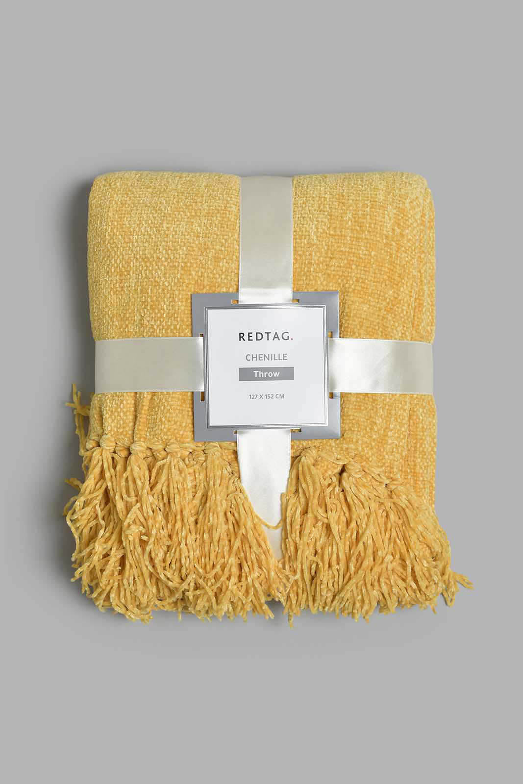 Redtag-Mustard-Chenille-Throw-With-Fringe-BED-HOME-SPUN-3,-Colour:Mustard,-Filter:Home-Bedroom,-HMW-BED-Throws,-New-In,-New-In-HMW-BED,-Non-Sale,-Section:Homewares,-W21B-Home-Bedroom-