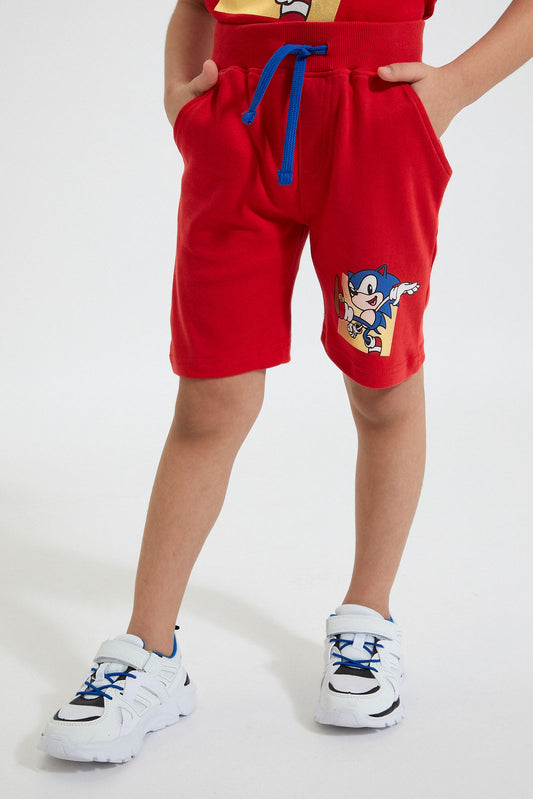Red Sonic Printed Short