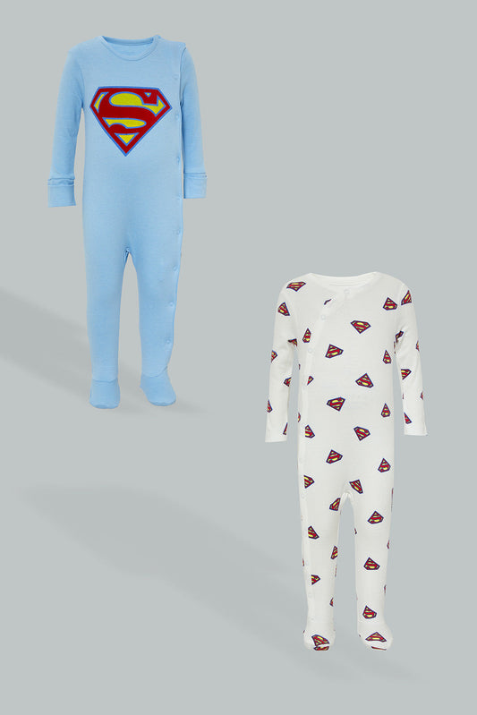 Blue/White Superman Sleepsuits (Pack of 2)