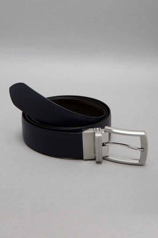 Brown/Navy Formal Belt With Twist Buckle