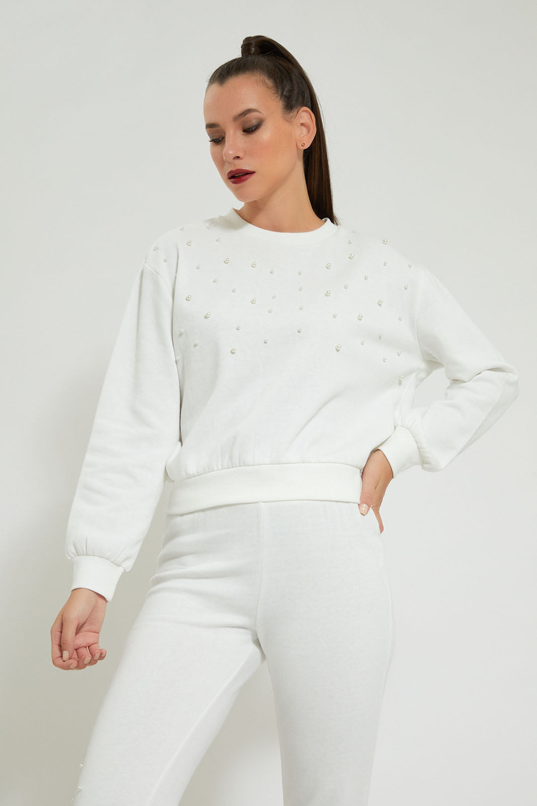 Redtag-White-Sweatshirt-With-Pearls-Sweatshirts-Women's-