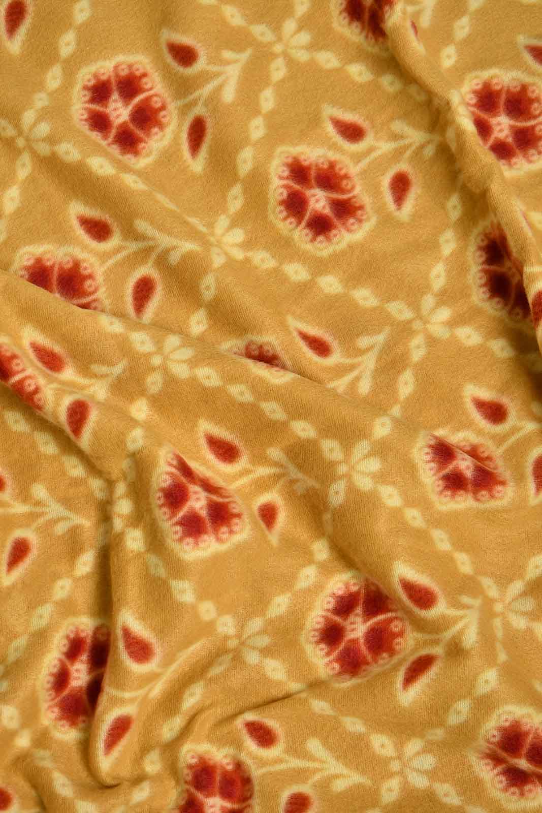 Redtag-Mustard-Colour-Floral-Printed-Single-Fleece-Blanket-Blankets-Home-Bedroom-