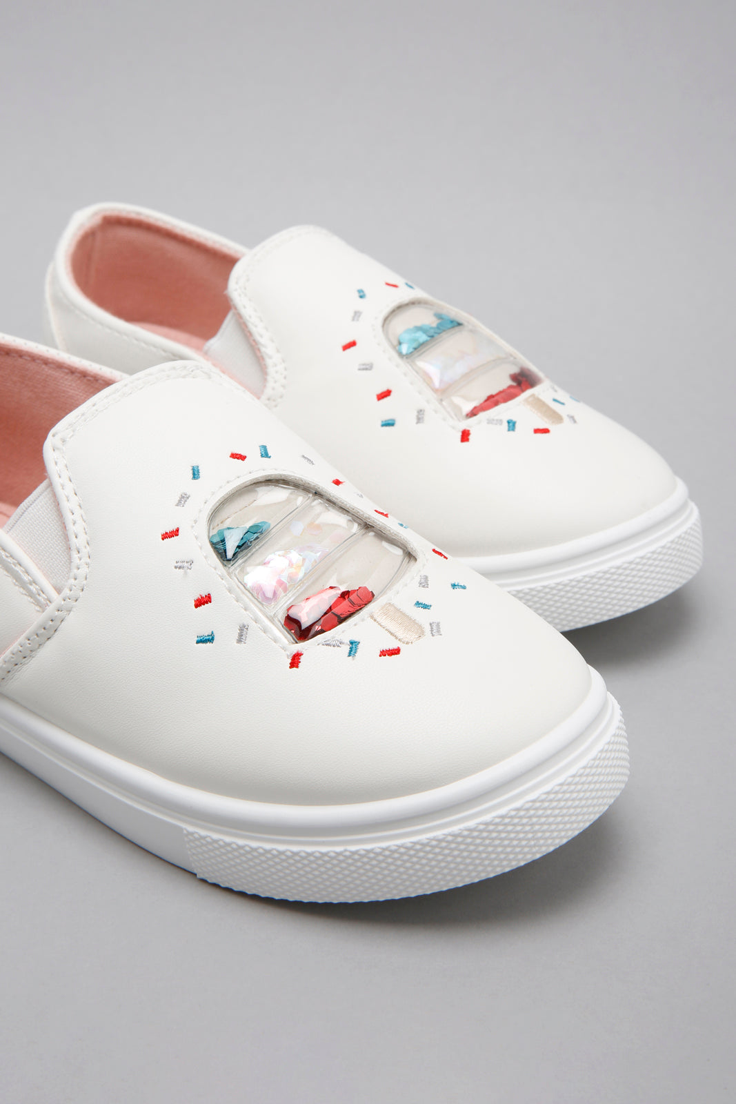 White Glitter Trim Plimsoll