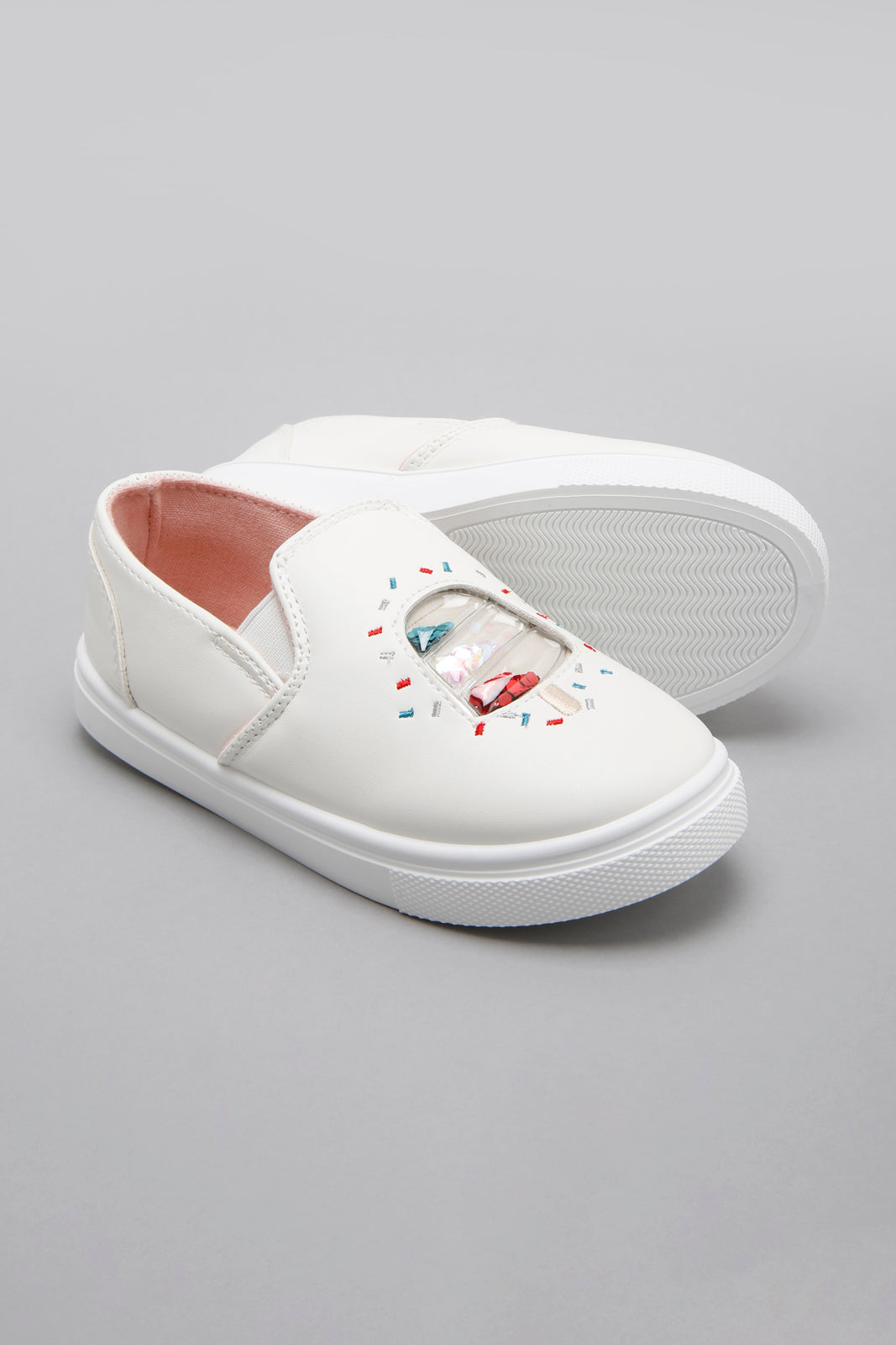 White Glitter Trim Plimsoll