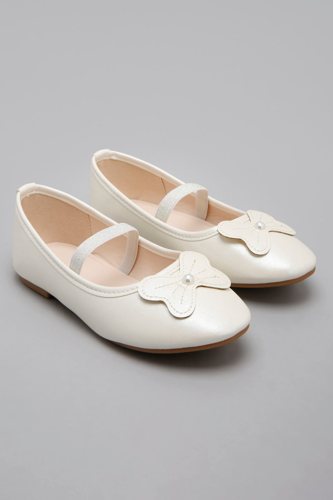 White Butterfly Trim Ballerina
