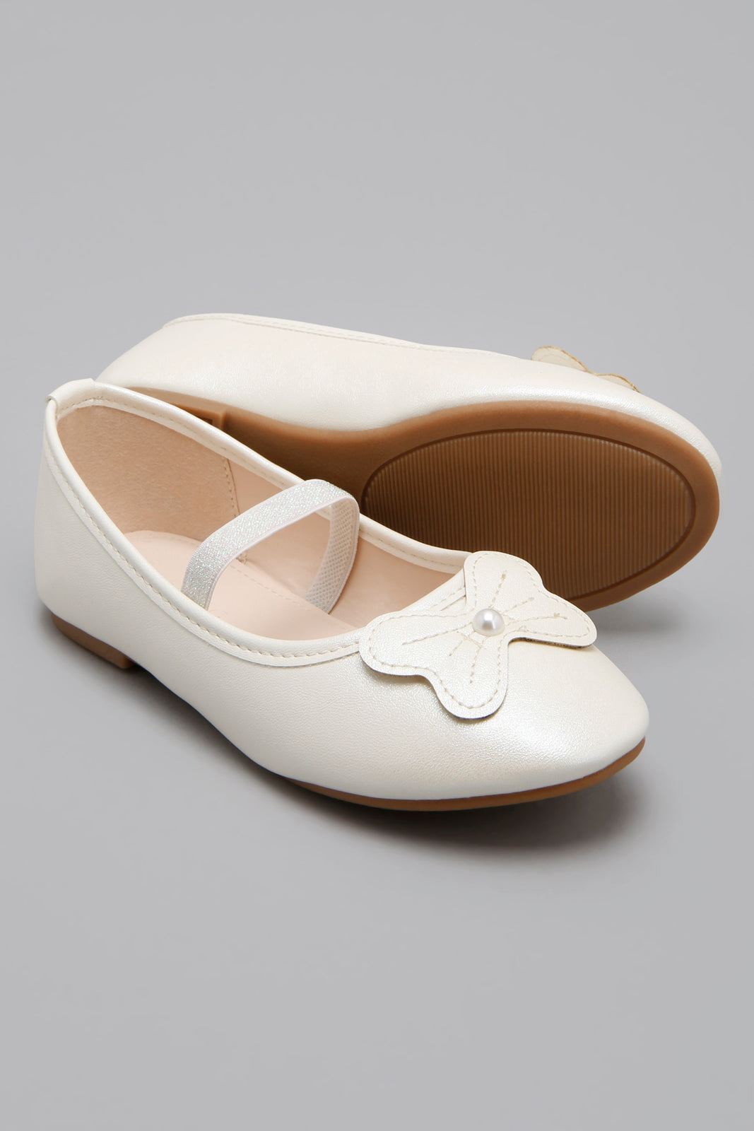 White Butterfly Trim Ballerina