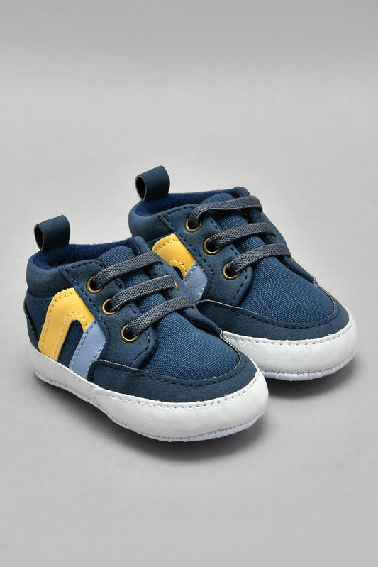 Navy Lace-Up Pram Shoe