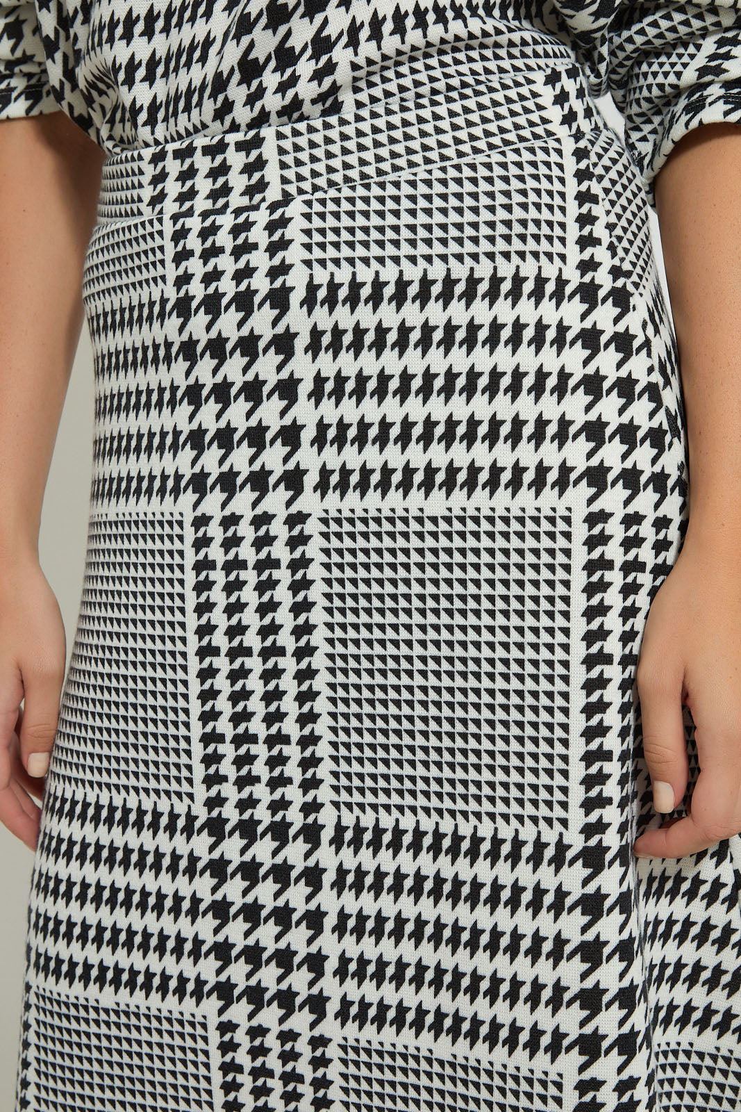 Black/White Printed Flared Skirt