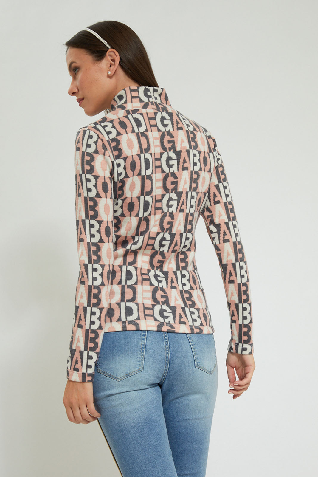 Redtag-Pink--Printed-High-Neck-Top-Tops-Women's-