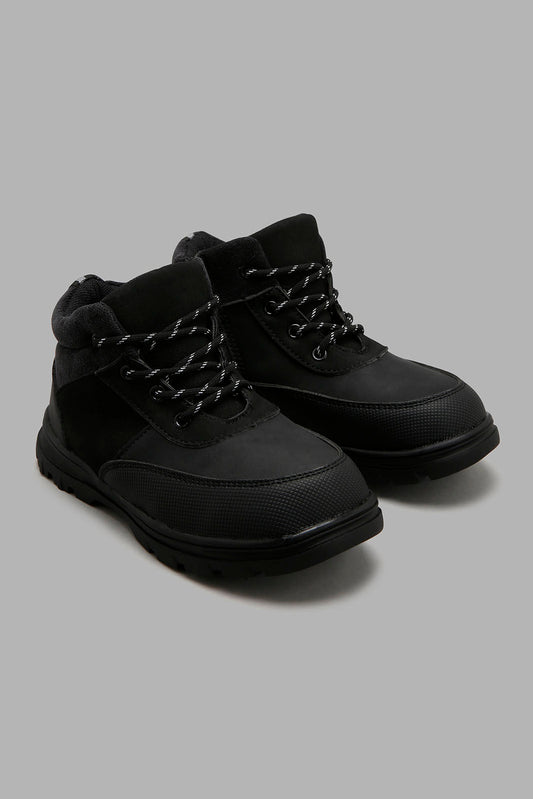 Redtag-Black-Plain-Utility-Boots-Boys-Boots,-Colour:Black,-Filter:Boys-Footwear-(3-to-5-Yrs),-New-In,-New-In-BOY-FOO,-Non-Sale,-W21A-Boys-3 to 5 Years