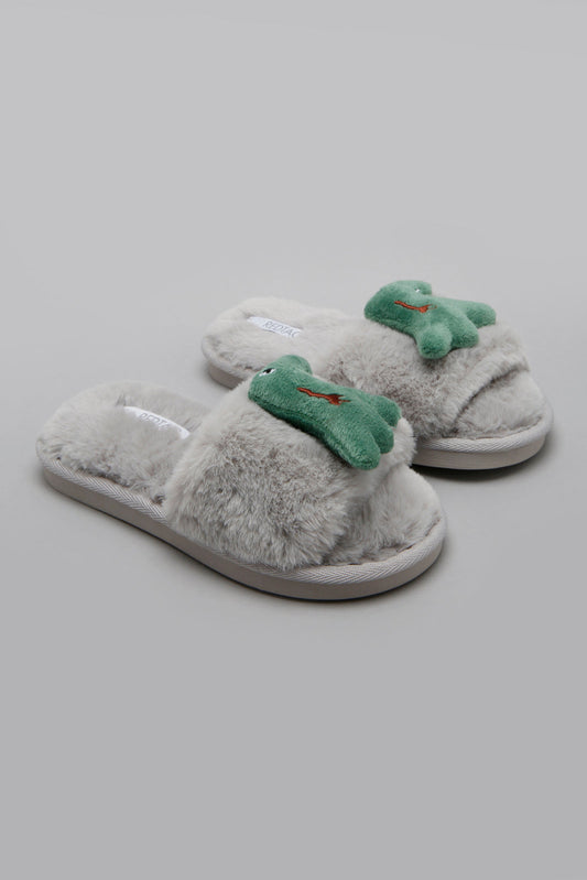 Grey Character Dinosaur Slipper