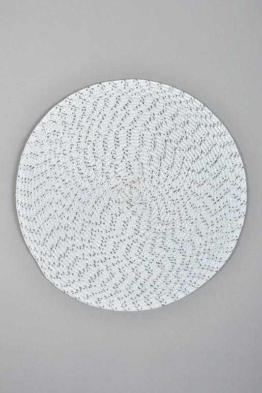 White/Silver Round Woven Placemat