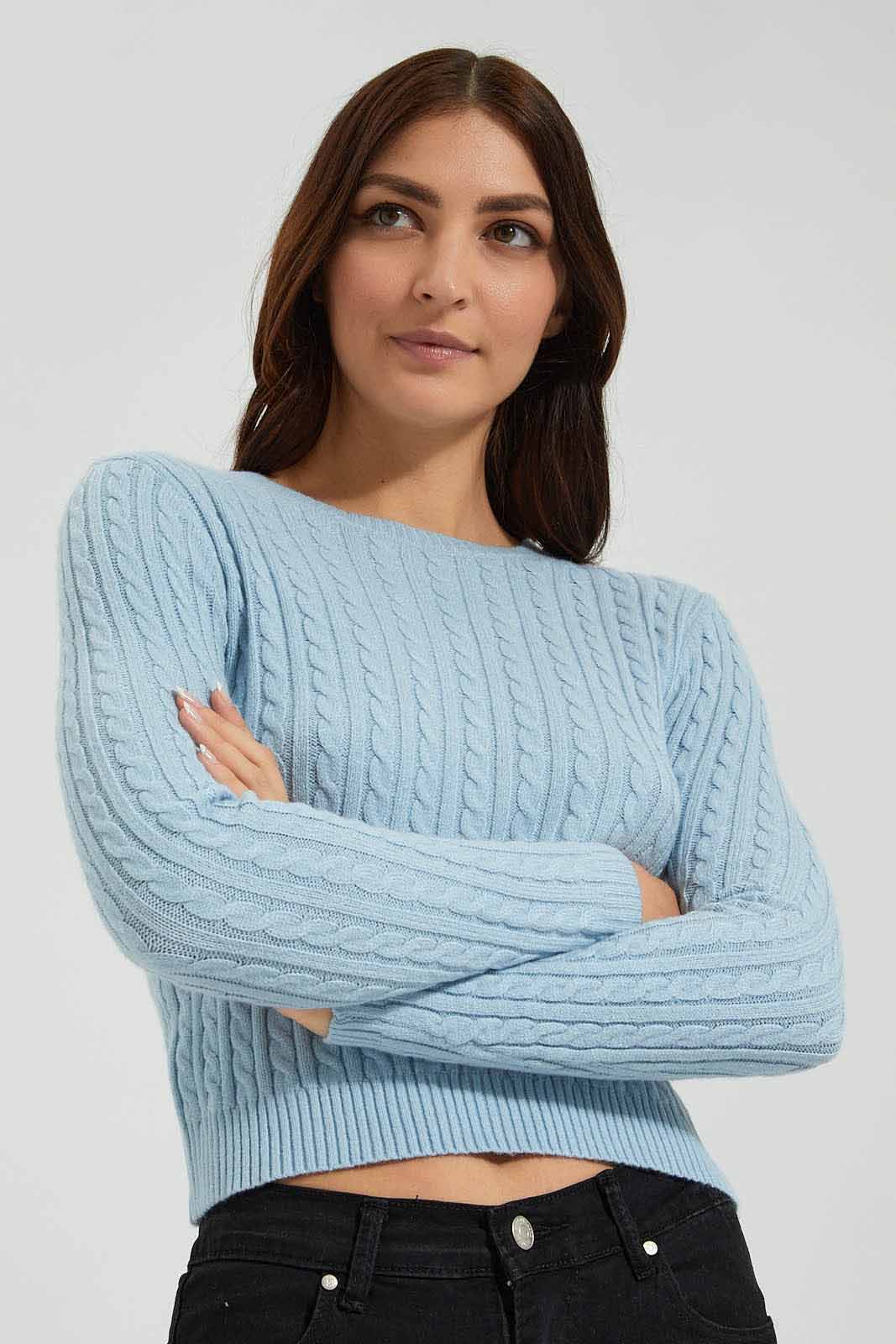 Redtag-Allover-Cable-Knit-Pullover-Colour:Blue,-Filter:Women's-Clothing,-New-In,-New-In-Women,-Non-Sale,-Section:Women,-TBL,-W21B,-Women-Pullovers-Women's-