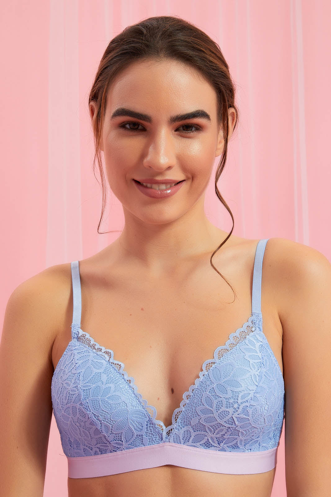 Redtag-Pink/Blue-Plain-Lace-Non-Wired-Bra-(2-Pack)-Colour:Assorted,-Deals:B2G1,-Filter:Women's-Clothing,-New-In,-New-In-Women,-Non-Sale,-Section:Women,-W21A,-Women-Bras-Women's-