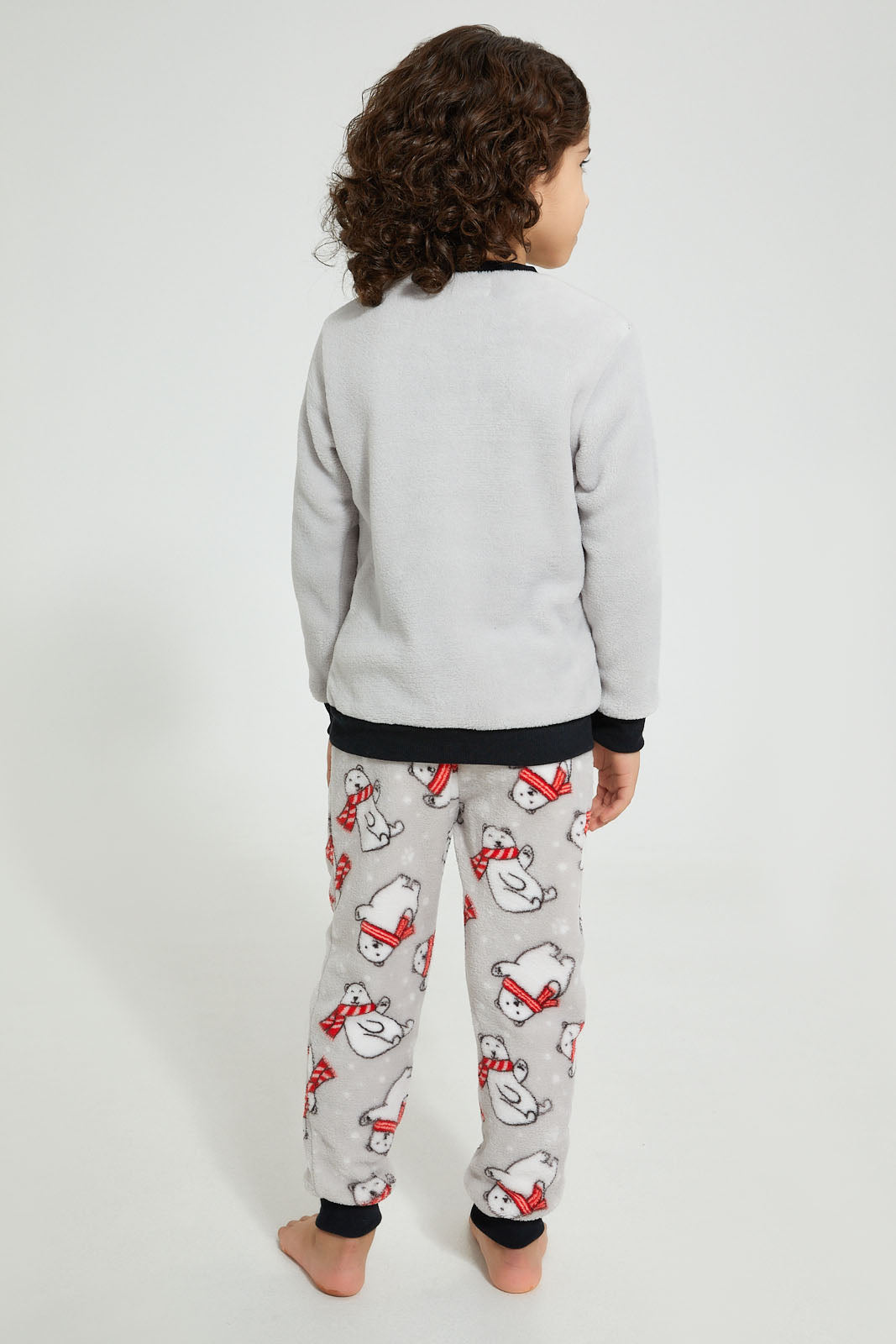 Redtag-Grey-Applique-Fleece-Pyjama-Set-Pyjama-Sets-Boys-2 to 8 Years