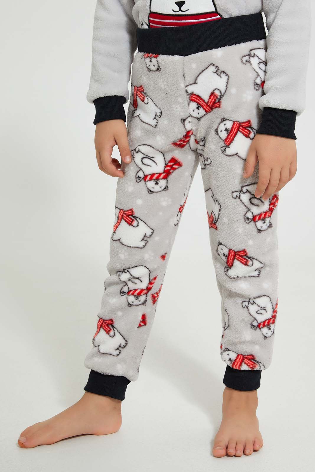 Redtag-Grey-Applique-Fleece-Pyjama-Set-Pyjama-Sets-Boys-2 to 8 Years