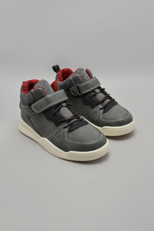 Grey Material Block High Top