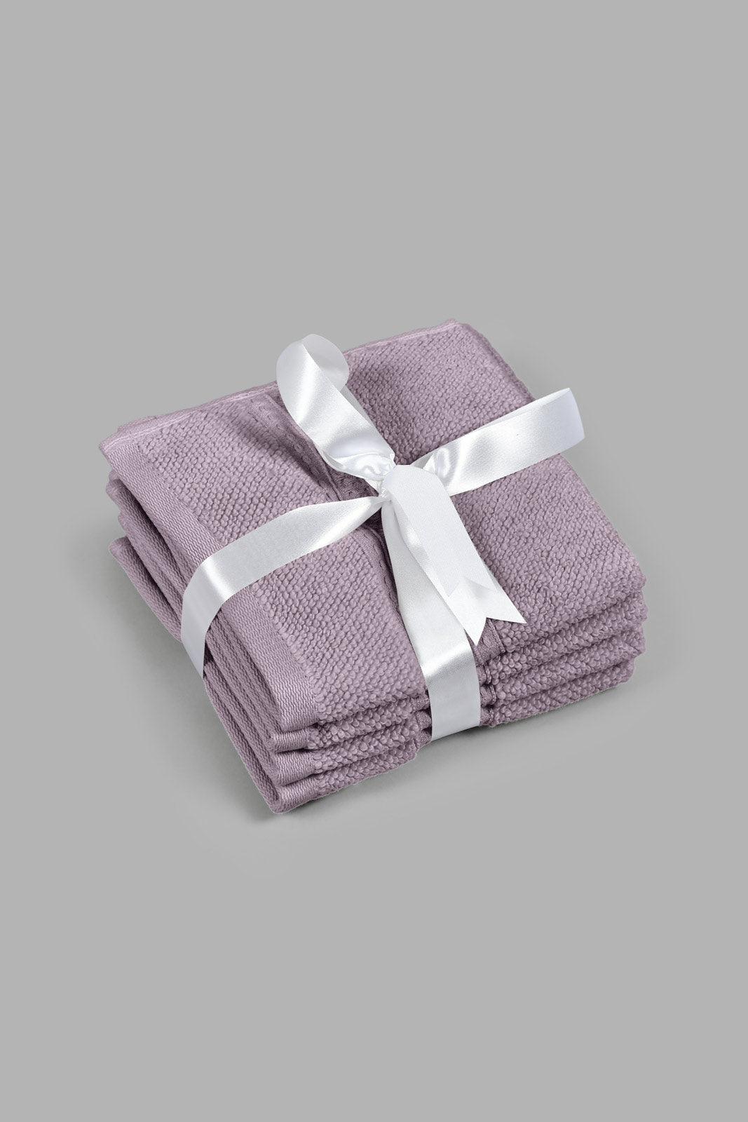 Redtag-Lavender-Textured-Cotton-Face-Towel-Set-(4-Piece)-Face-Towels-Home-Bathroom-