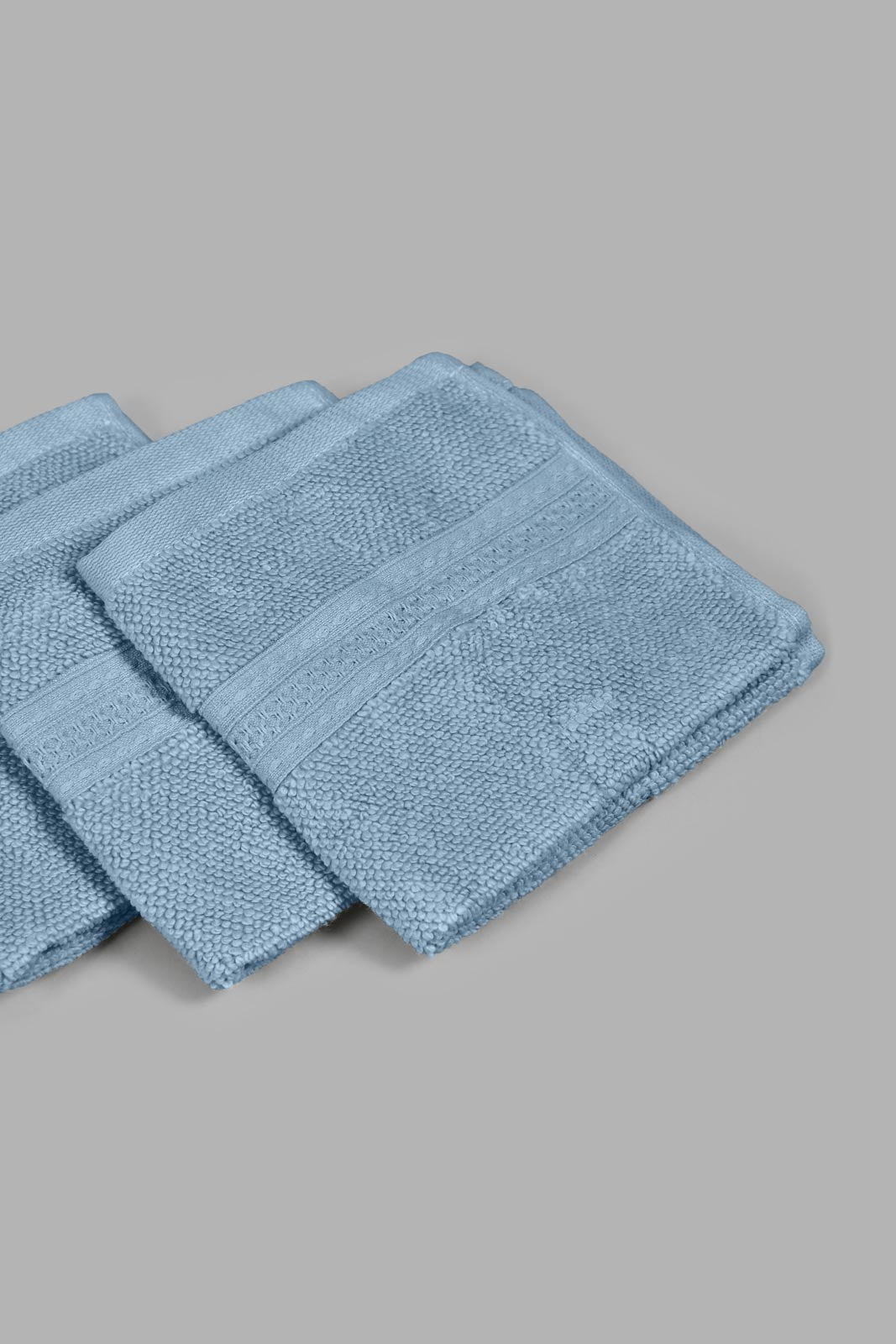 Redtag-Blue-Textured-Cotton-Face-Towel-Set-(4-Piece)-Face-Towels-Home-Bathroom-