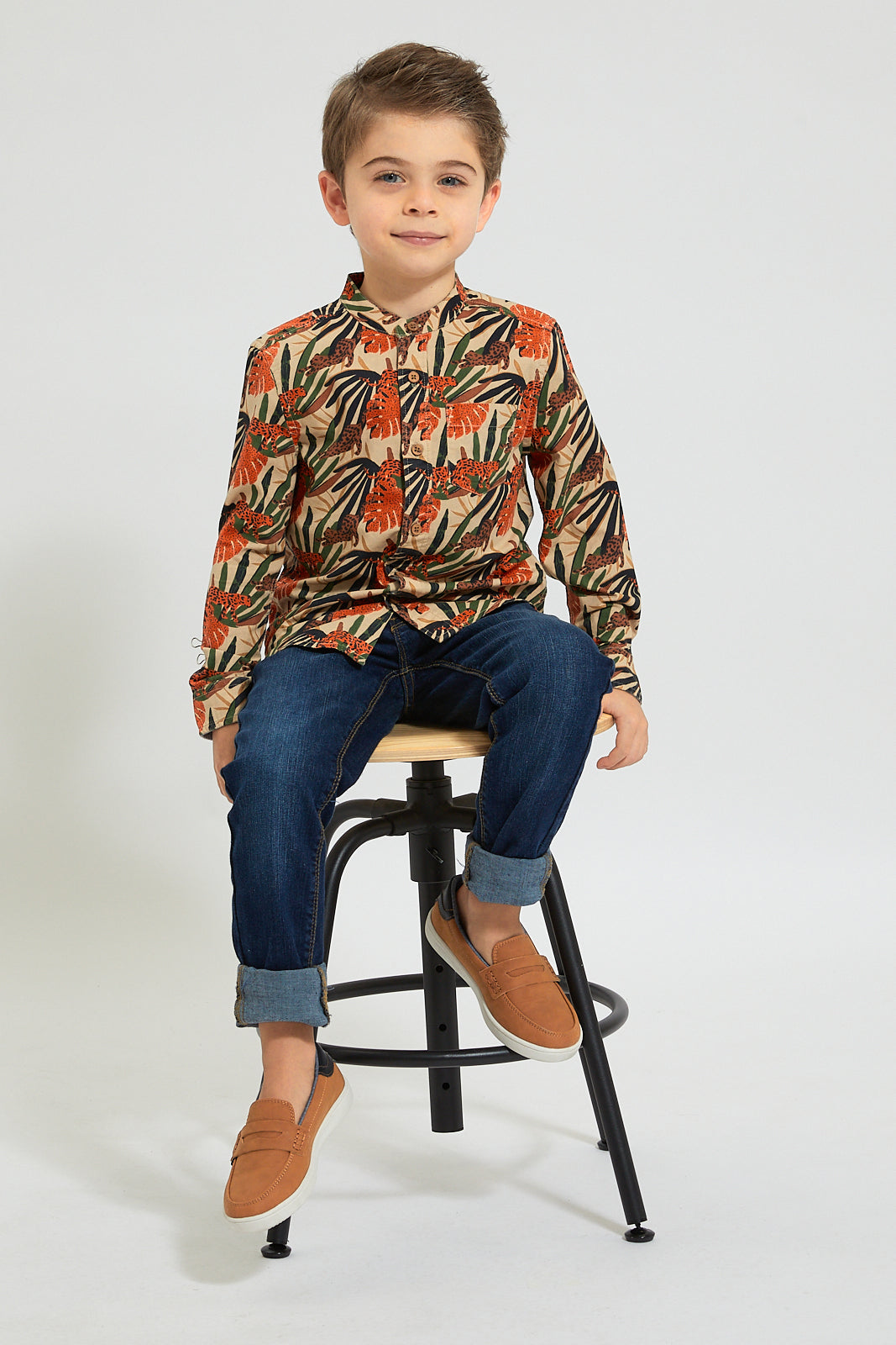 Multicolour Mandarin Collar Printed Shirt