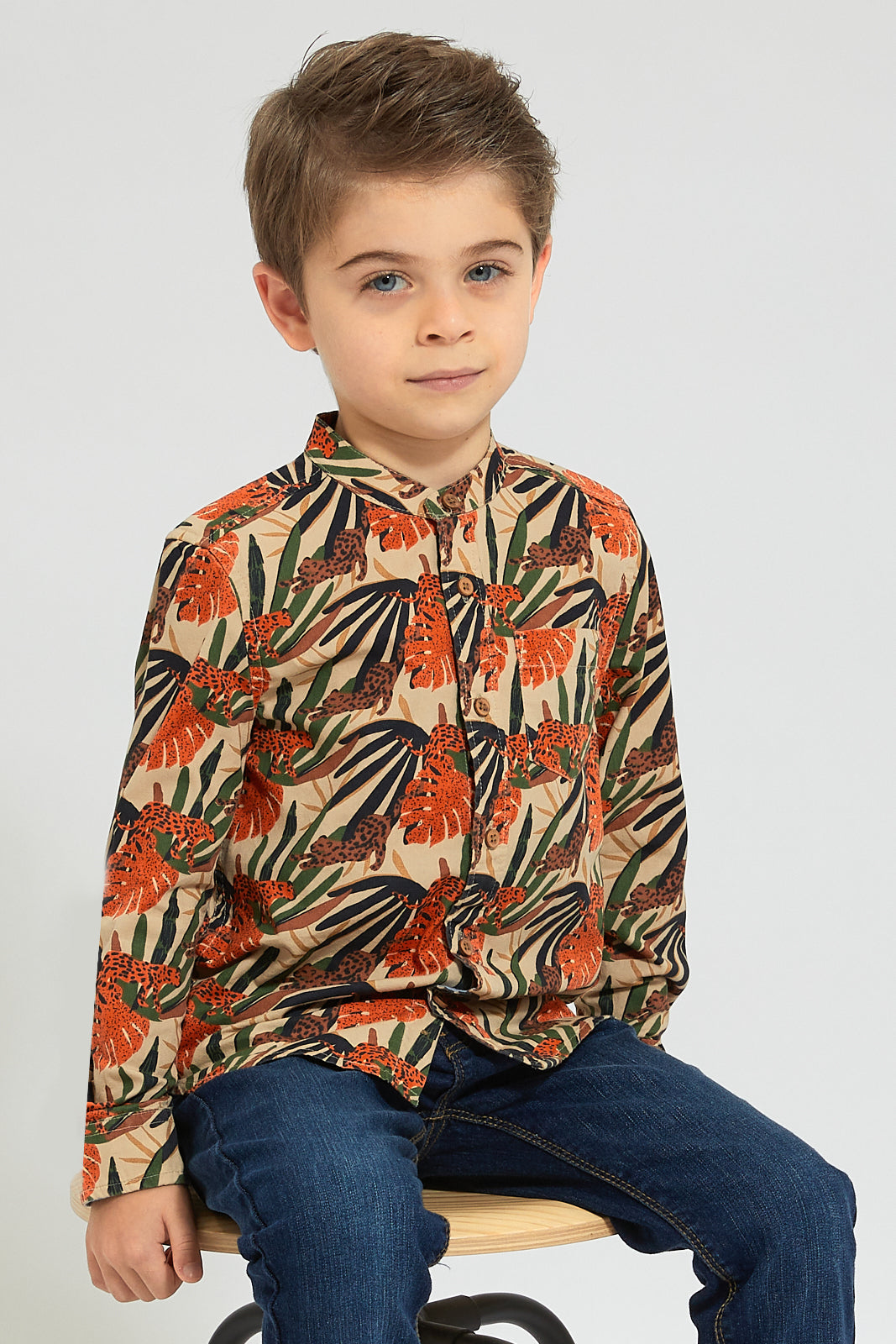 Multicolour Mandarin Collar Printed Shirt