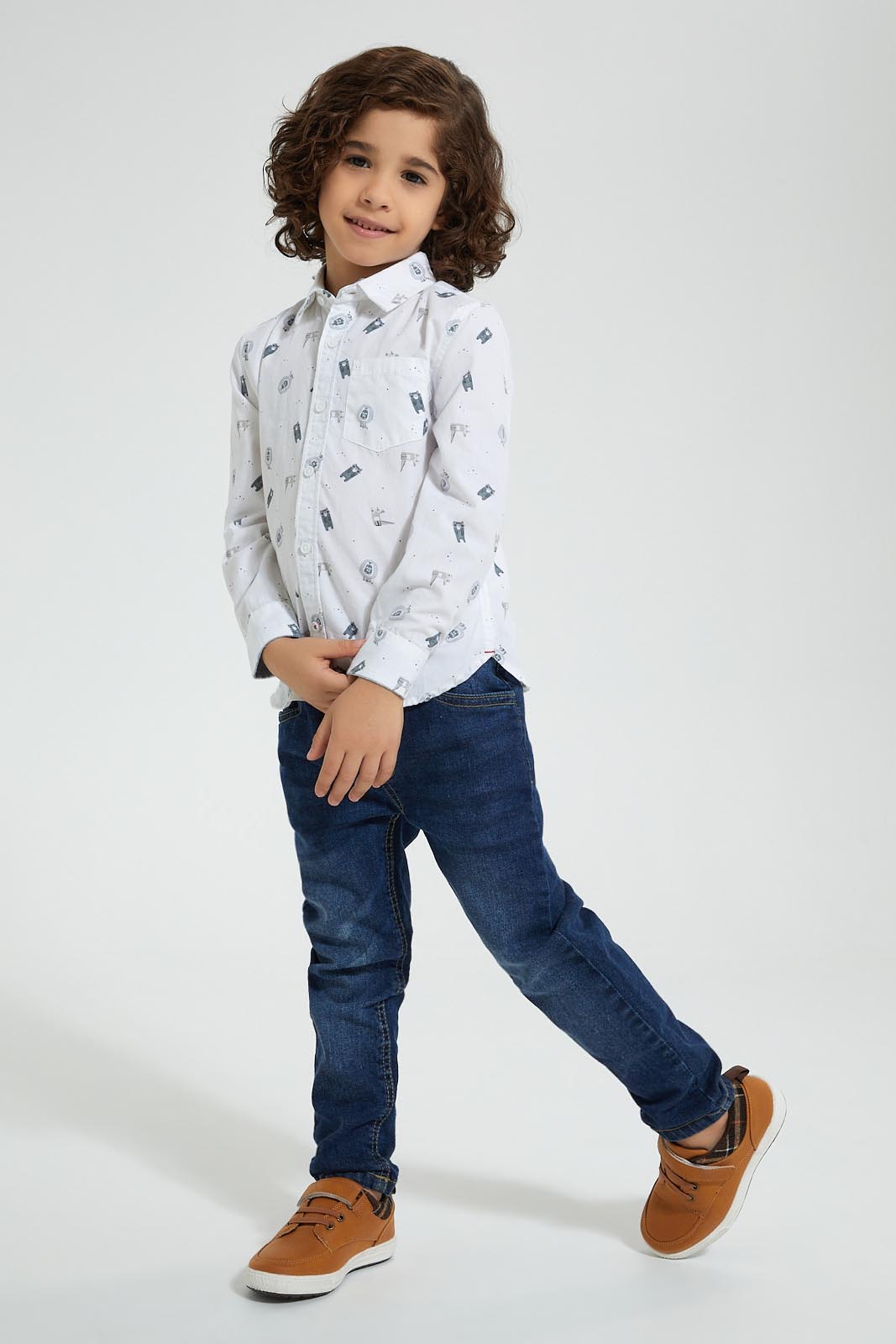 Redtag-White-Aop-Printed-Shirts-Boys-Shirts,-Colour:White,-Deals:B2G1,-Filter:Boys-(2-to-8-Yrs),-New-In,-New-In-BOY,-Non-Sale,-Section:Kidswear,-TBL,-W21A-Boys-2 to 8 Years