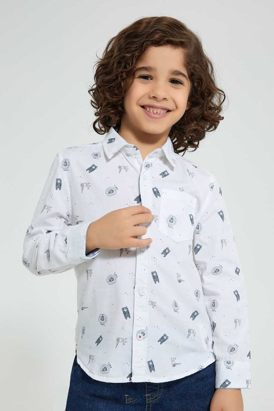 Redtag-White-Aop-Printed-Shirts-Boys-Shirts,-Colour:White,-Deals:B2G1,-Filter:Boys-(2-to-8-Yrs),-New-In,-New-In-BOY,-Non-Sale,-Section:Kidswear,-TBL,-W21A-Boys-2 to 8 Years