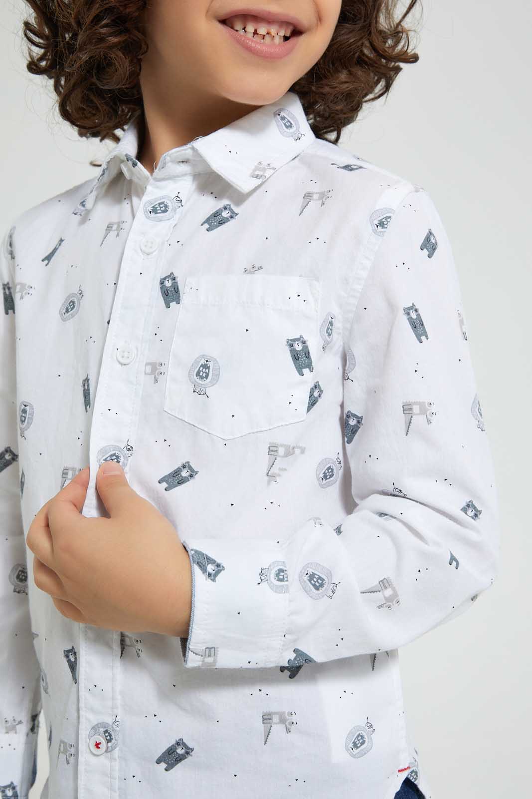 Redtag-White-Aop-Printed-Shirts-Boys-Shirts,-Colour:White,-Deals:B2G1,-Filter:Boys-(2-to-8-Yrs),-New-In,-New-In-BOY,-Non-Sale,-Section:Kidswear,-TBL,-W21A-Boys-2 to 8 Years