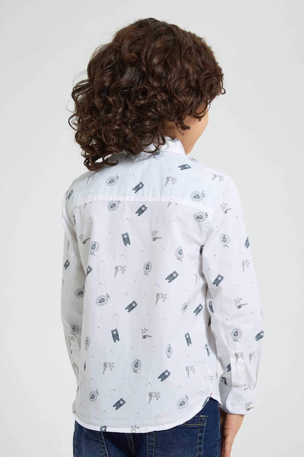Redtag-White-Aop-Printed-Shirts-Boys-Shirts,-Colour:White,-Deals:B2G1,-Filter:Boys-(2-to-8-Yrs),-New-In,-New-In-BOY,-Non-Sale,-Section:Kidswear,-TBL,-W21A-Boys-2 to 8 Years