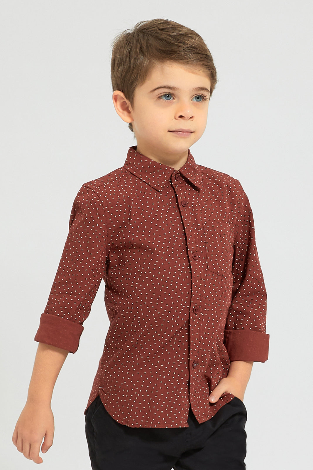 Burgundy Allover Printed Shirt