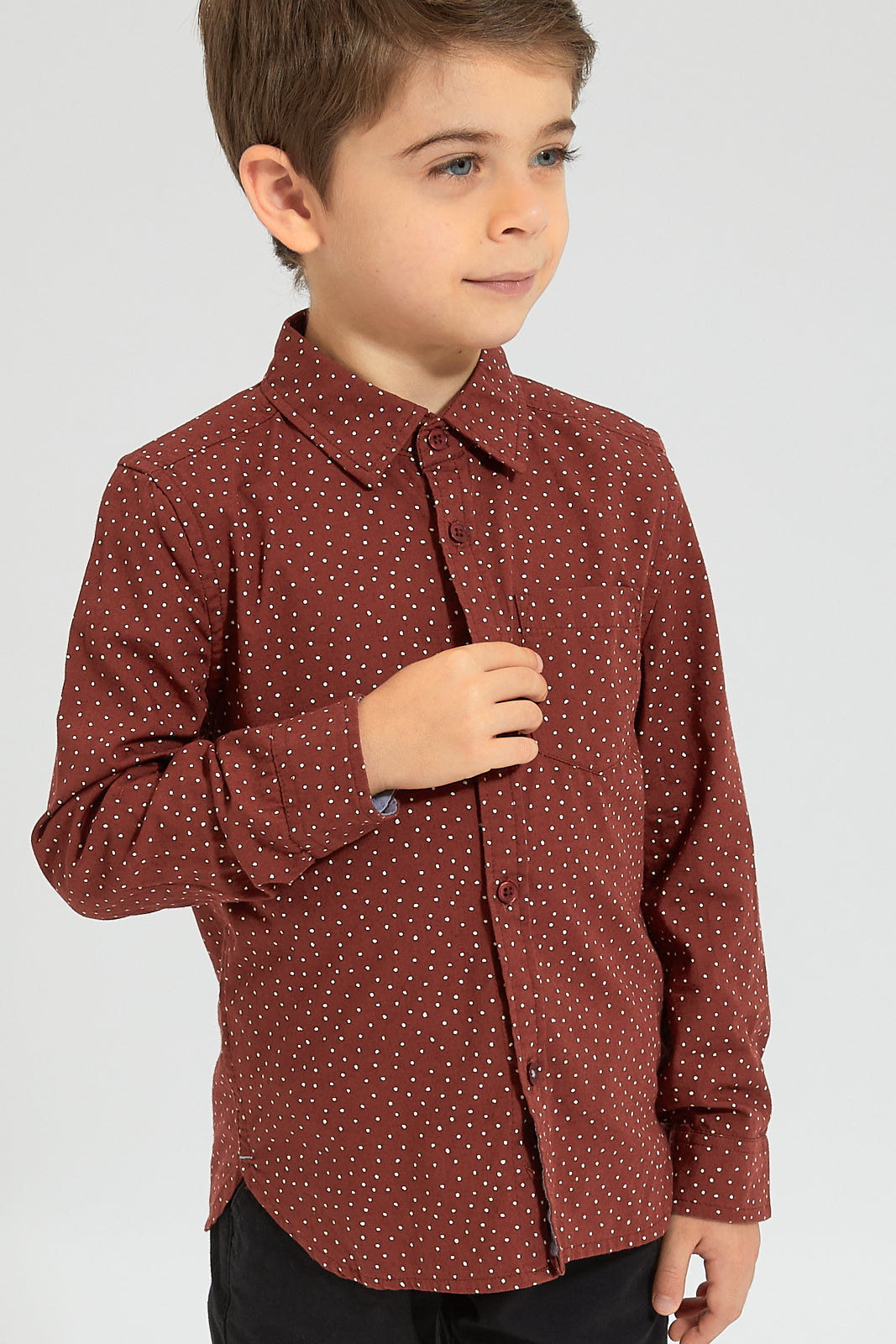 Burgundy Allover Printed Shirt