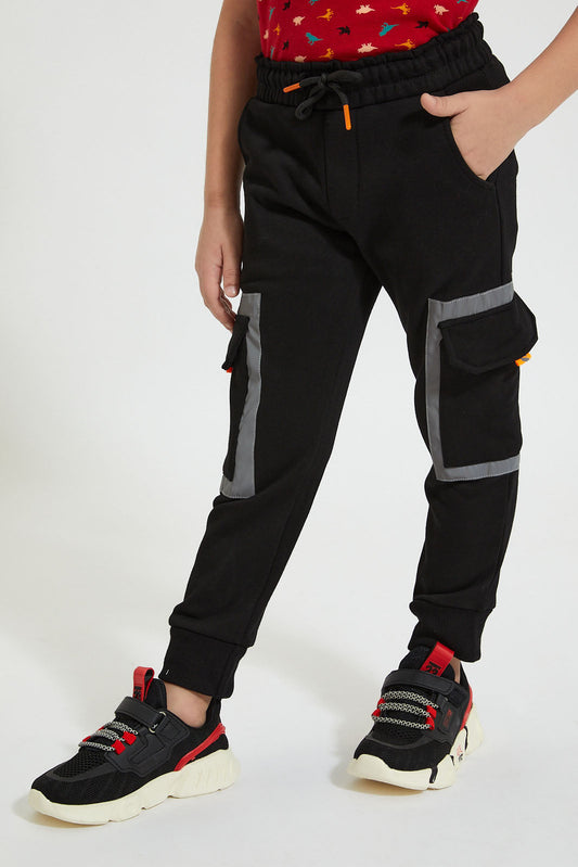 Black Cargo Reflective Jog Pant