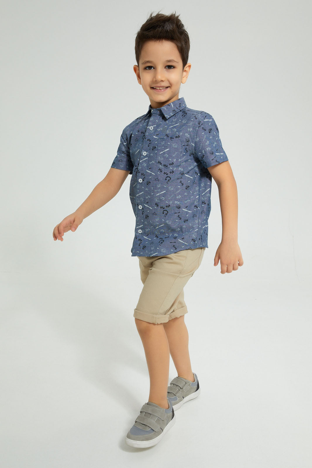 Redtag-Olive-Print-Short-Sleeve-Shirt-Boys-Shirts,-Colour:Olive,-Filter:Boys-(2-to-8-Yrs),-New-In,-New-In-BOY,-Non-Sale,-S22B,-Section:Kidswear-Boys-2 to 8 Years