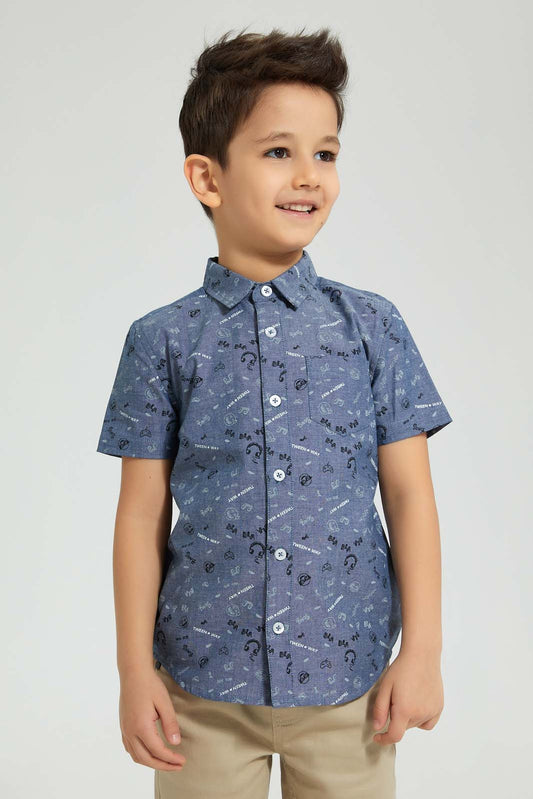 Redtag-Olive-Print-Short-Sleeve-Shirt-Boys-Shirts,-Colour:Olive,-Filter:Boys-(2-to-8-Yrs),-New-In,-New-In-BOY,-Non-Sale,-S22B,-Section:Kidswear-Boys-2 to 8 Years