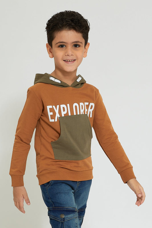 Brown/Olive Printed Hoodie
