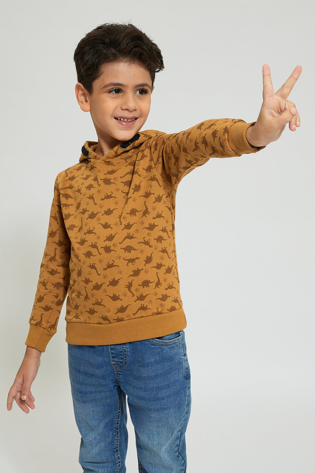 Brown Printed Hoodie
