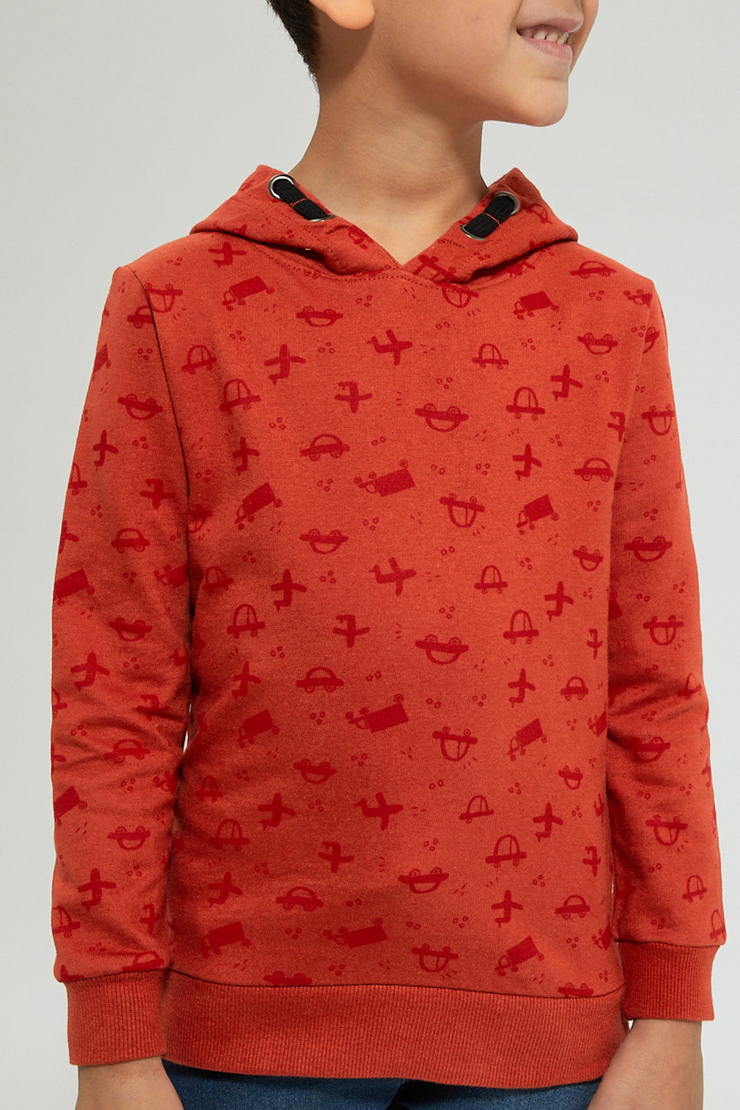 Orange Printed Hoodie