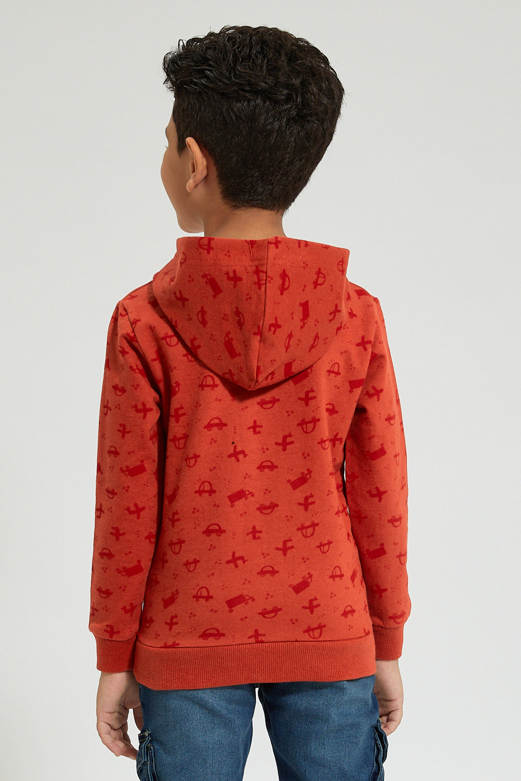 Orange Printed Hoodie